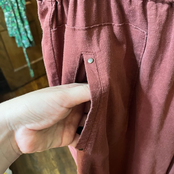 Democracy rust linen-blend patch pocket crop palazzo pants, XL - Picture 11 of 12